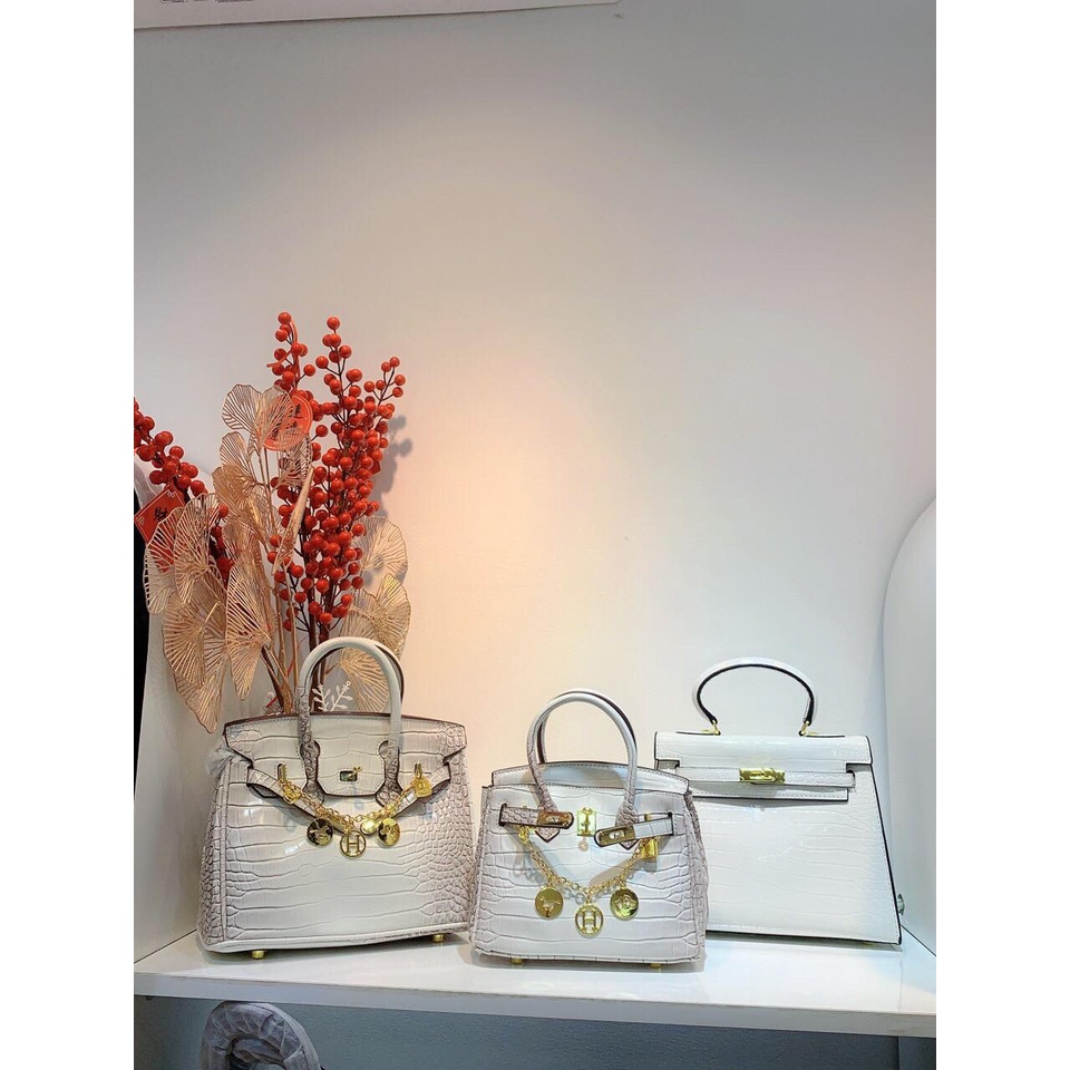 Túi xách nữ quai xách Hermes vân đá sang trọng