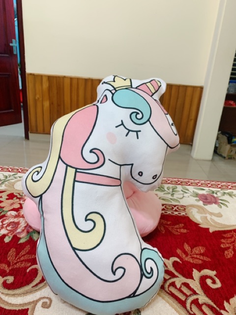 Gấu bông ôm unicorn họa tiết sừng Gối kê cổ unicon sừng Gấu bông sừng unicorn