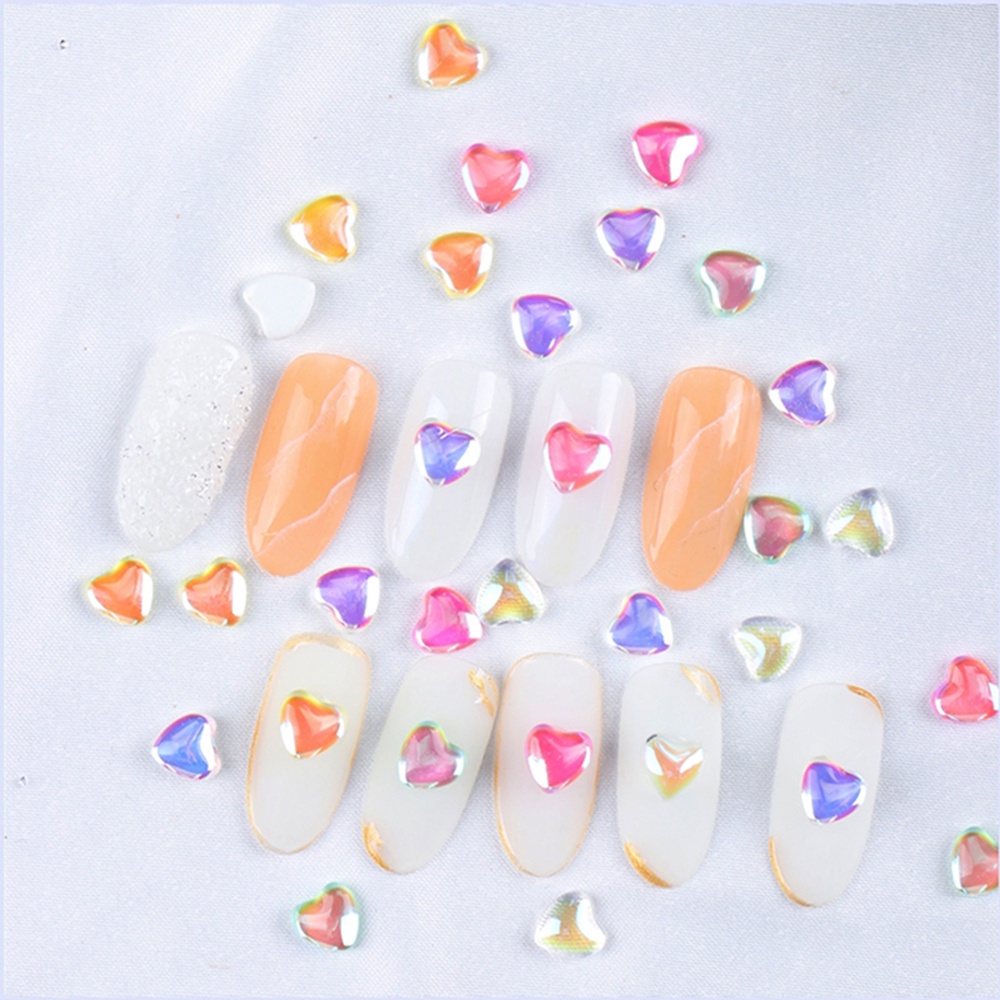 Set 10 Phụ Kiện Đính Trang Trí Móng Tay 3D Hình Trái Tim Thời Trang