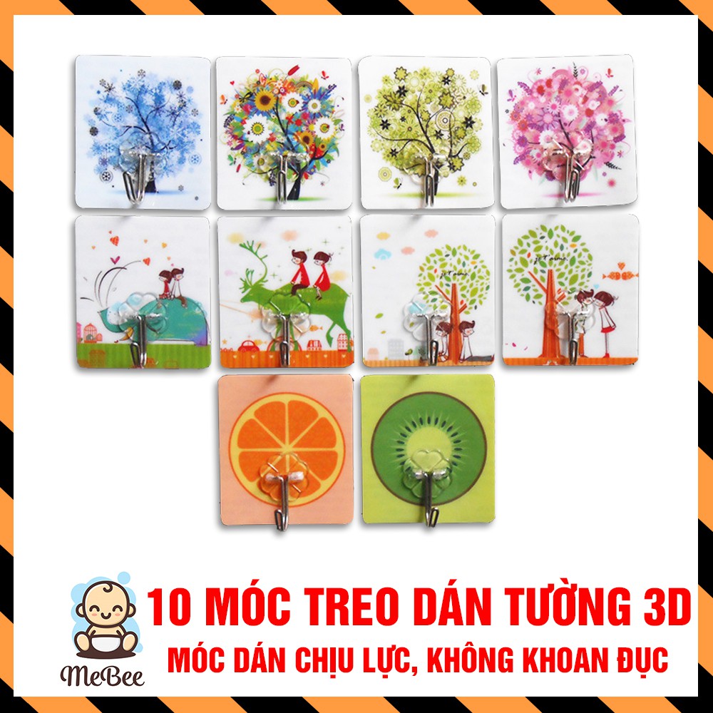 Combo 10 móc dán tường 3D chịu lực chắc chắn