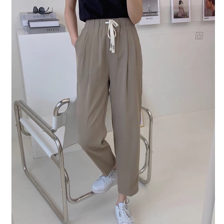 Quần Baggy Nữ lưng chun vải ruby mềm mịn mát m836