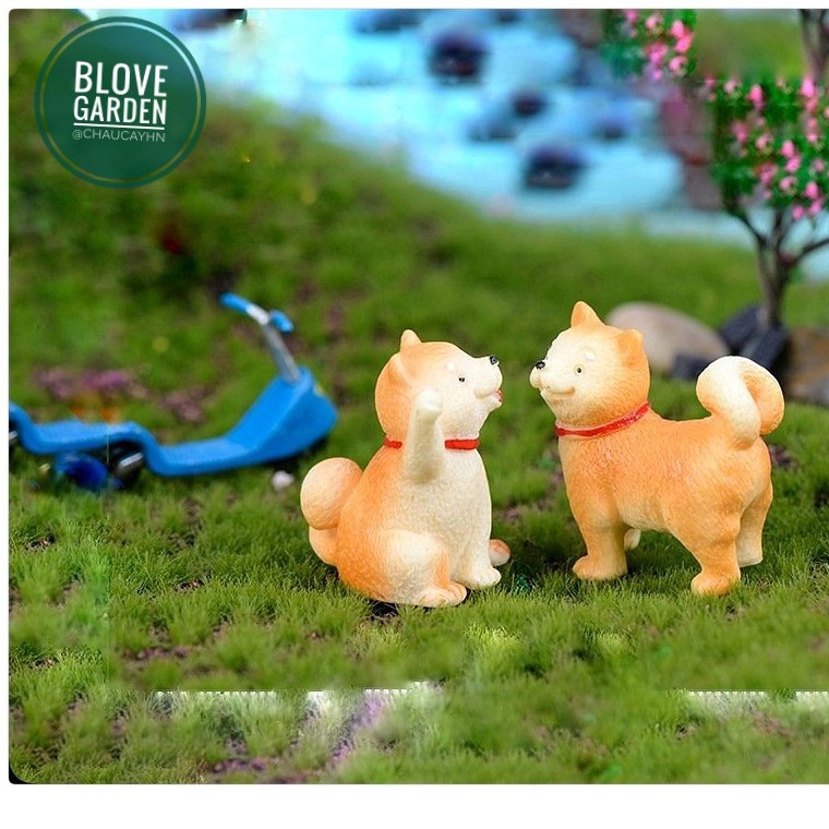 Tiểu Cảnh - Chú Cún Chó Shiba Trang Trí Chậu Cây, Sen Đá, Cây Cảnh Bonsai
