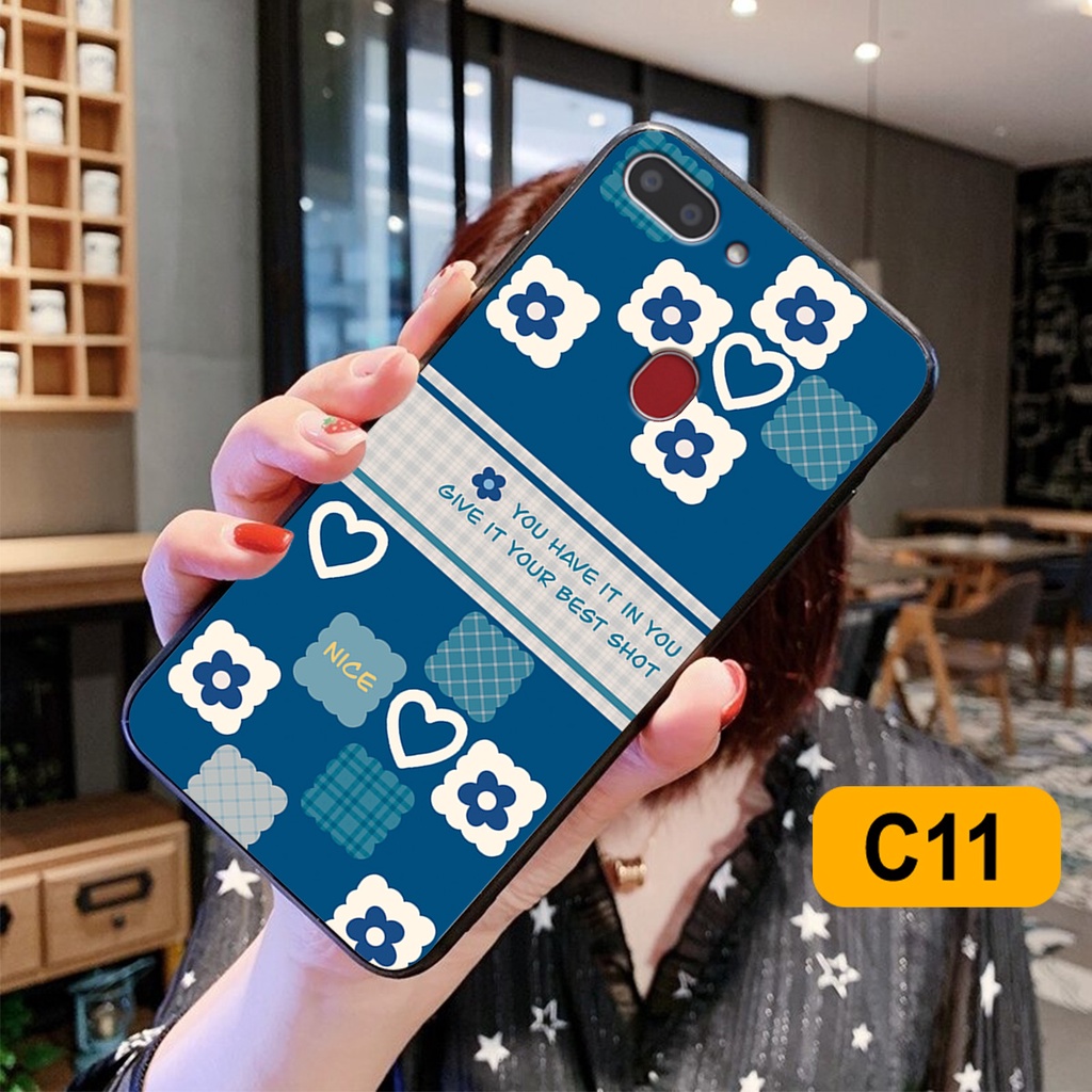 Ốp lưng Realme 2 in hoạ tiết caro trái tim đen trắng, gấu bear cute đáng yêu