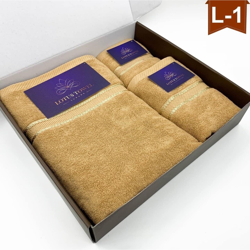 Khăn tắm siêu thấm nước kháng khuẩn EU - Lotus Towel 💖FULLBOX💖 Combo 3 chiếc nhiều kích cỡ cao cấp