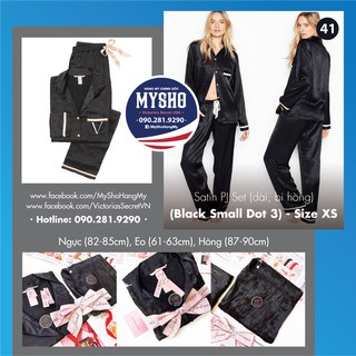 (Sleep Size XS) - Bộ quần áo ngủ dài, Pyjama đen chấm bi đen (41) siêu xinh, Black Small Dot - Victoria's Secret USA