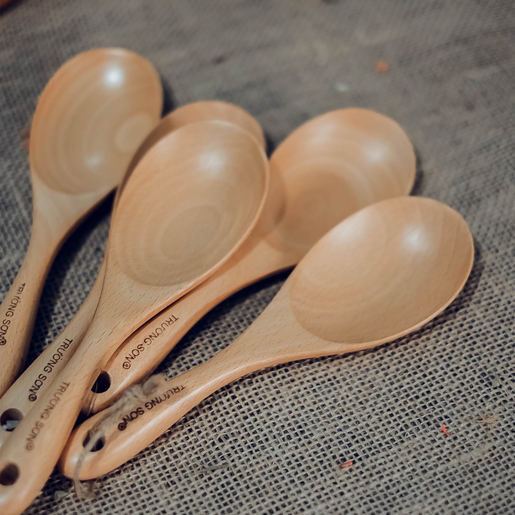 Vá gỗ cơm/canh/súp - Vá gỗ beech - Wooden rice spoon