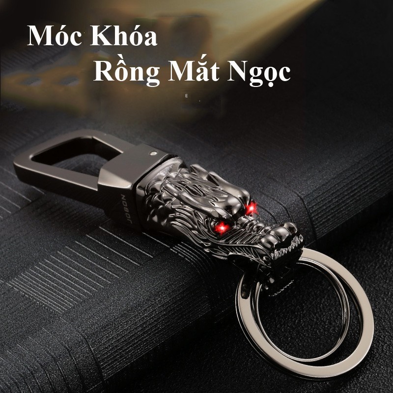 Móc Treo Chìa Khóa Oto Xe Máy Jobon ZB-8773 Hình Đầu Rồng Mắt Ngọc Cực Chất