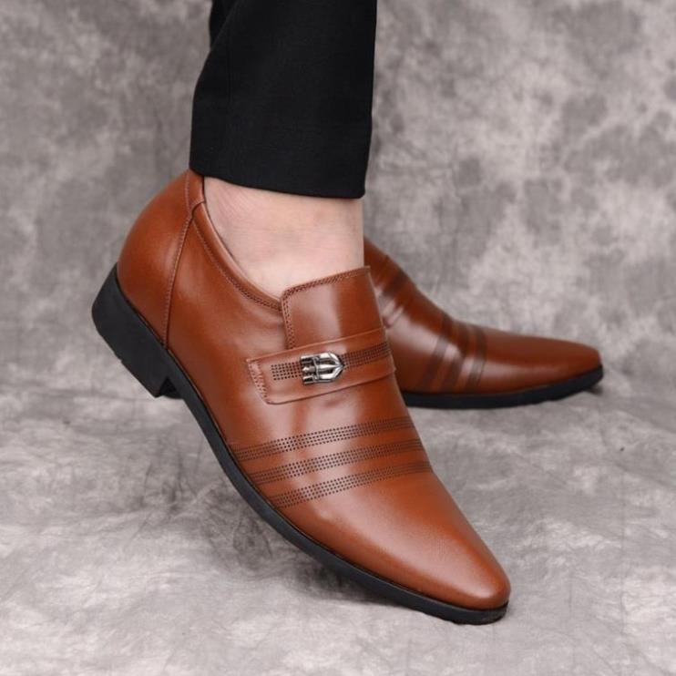 Giày nam công sở da bò tăng chiều cao ISHOESVN IS219 ,