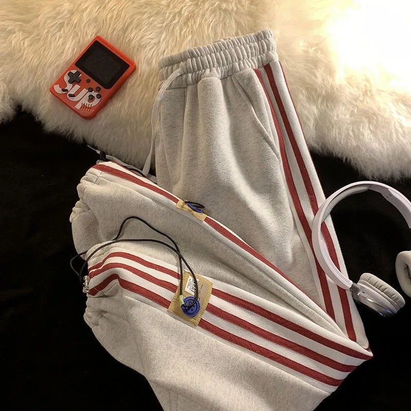 Jiashucheng Quần Thể Thao Rút Dây Dáng Rộng Phong Cách Harajuku Đường Phố Cho Nữ