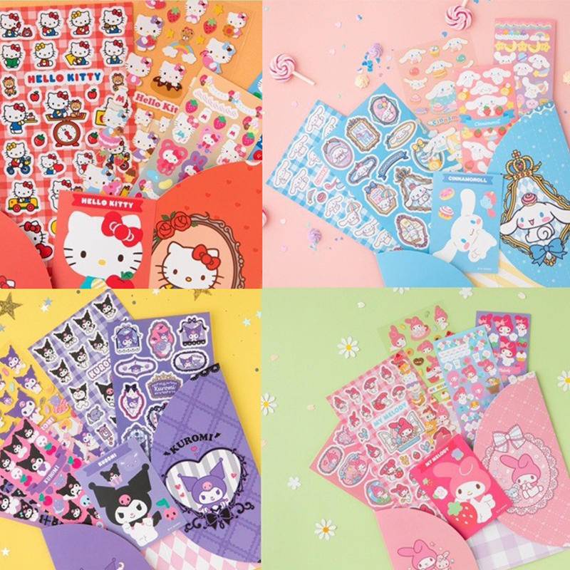 Bộ 5 Tấm Sticker Dán Trang Trí Laptop In Hoạt Hình Sanrio mymelody Kuromi Cinnamoroll Dễ Thương
