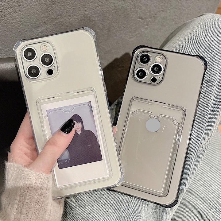 Ốp lưng TPU Mềm Trong Suốt Có Ngăn Đựng Thẻ Dành Cho iPhone 13 11 12 Pro Max XS Max XR X 7 8 Plus 13 Pro Max