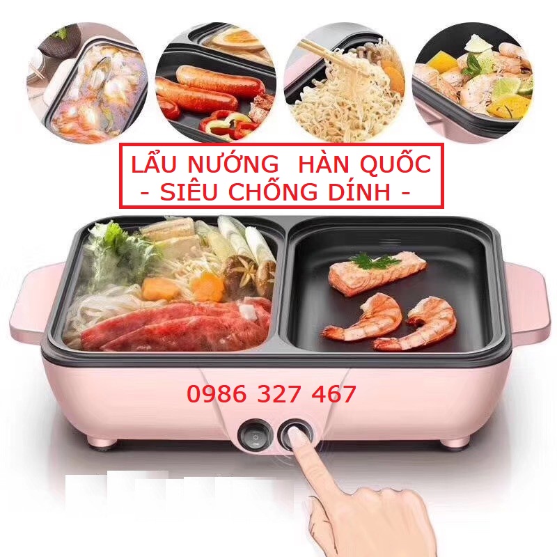 [BH 1 đổi 1] Nồi Lẩu Nướng 🥘 Bếp Lẩu Nướng 🥘 Hàn Quốc 🥘 Siêu Chống Dính 🥘 Đa Năng Cao Cấp🥘 Chiên Nấu 2 Ngăn