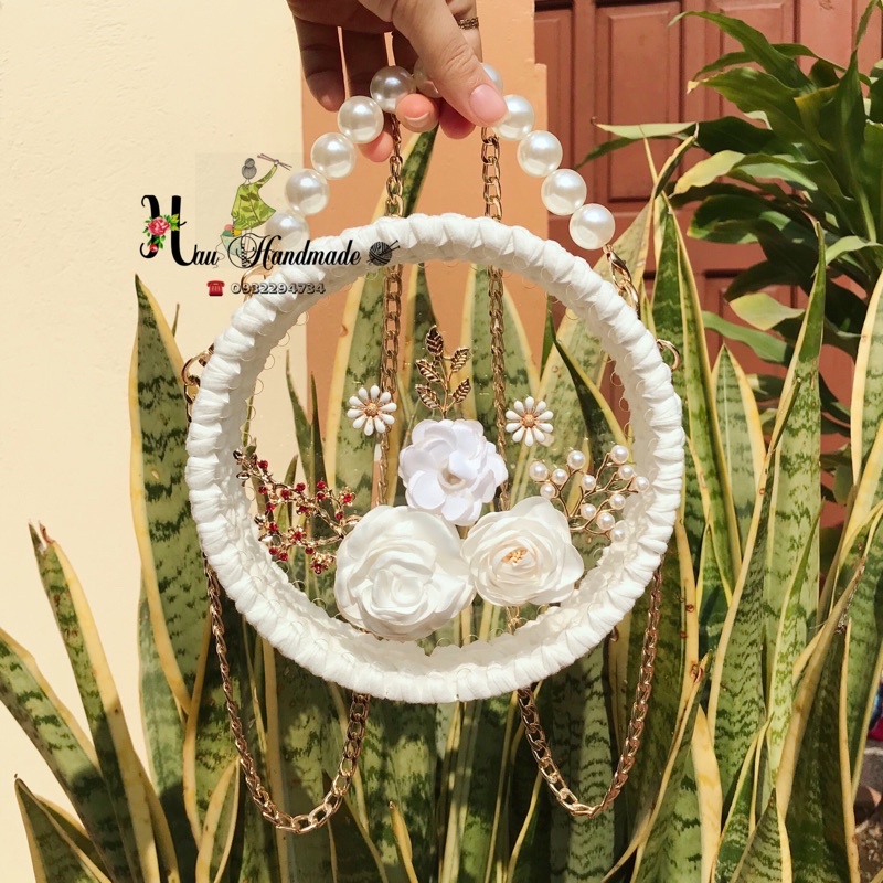 Set phụ kiện túi trong suốt không nắp đính hoa (CÓ VIDEO HƯỚNG DẪN)