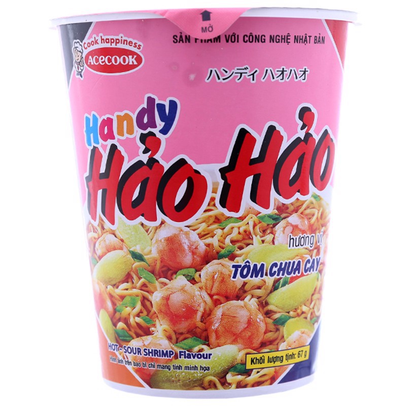 Combo 4 hộp Mì Handy Hảo Hảo vị tôm chua cay ly 67g date 12/2023 ✅ Văn Dịu ✅ Văn Dịu