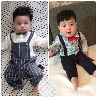 Body quần yếm bé trai thu đông sơ mi