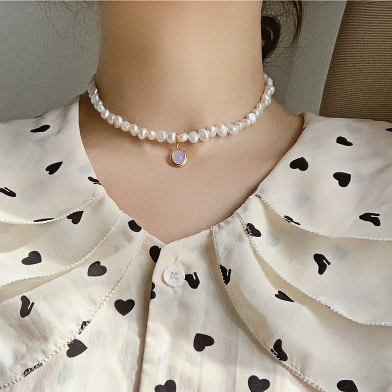 Vòng Cổ Choker Đính Ngọc Trai Nhân Tạo Phong Cách Nhật Bản