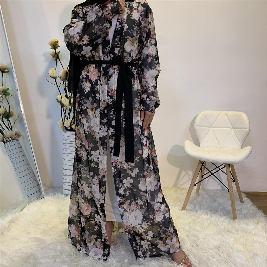 Áo Choàng Cardigan Vải Chiffon Mỏng Tay Dài Dáng Rộng Phong Cách Thời Trang Âu Mỹ