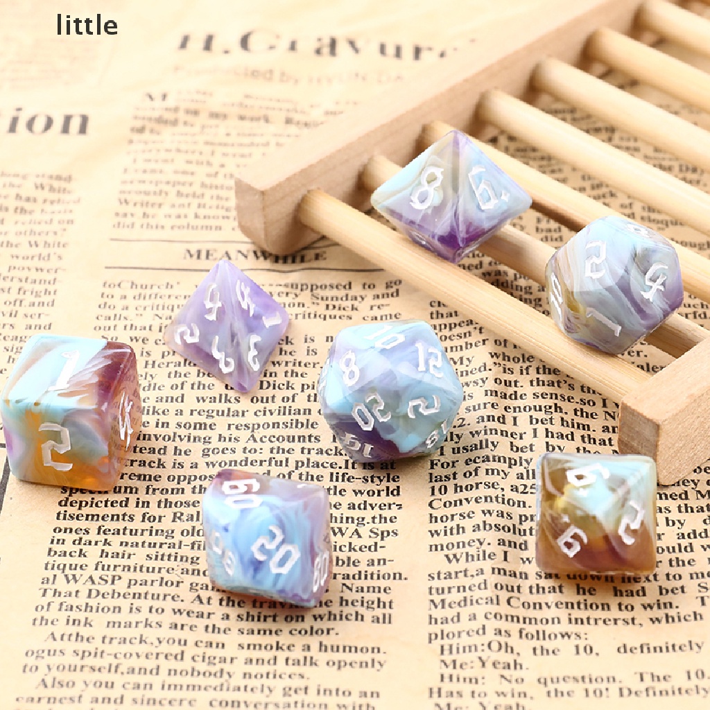 Vnlittle Bộ 7 Xúc Xắc Kỹ Thuật Số Bốn Mặt Nhiều Màu Sắc Dùng Để Chơi Game