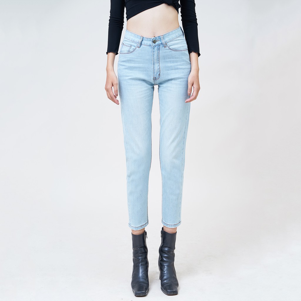 Quần Jean Nữ Aaajeans Boyfriend Lưng Cao Baby Blue - Ucsd Selvedge