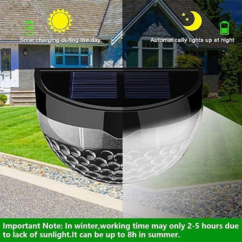 Đèn Led 6 Bóng Hình Bán Nguyệt Sử Dụng Năng Lượng Mặt Trời Chống Thấm Nước Dùng Trang Trí Hàng Rào/ Hàng Rào Sân Vườn