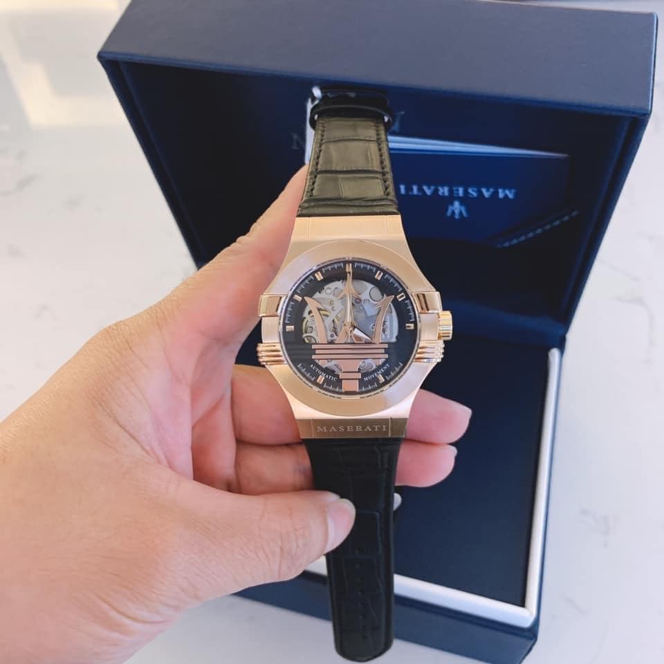 Đồng Hồ Nam Maserati Potenza Automatic Black Skeleton Mens R8821108039