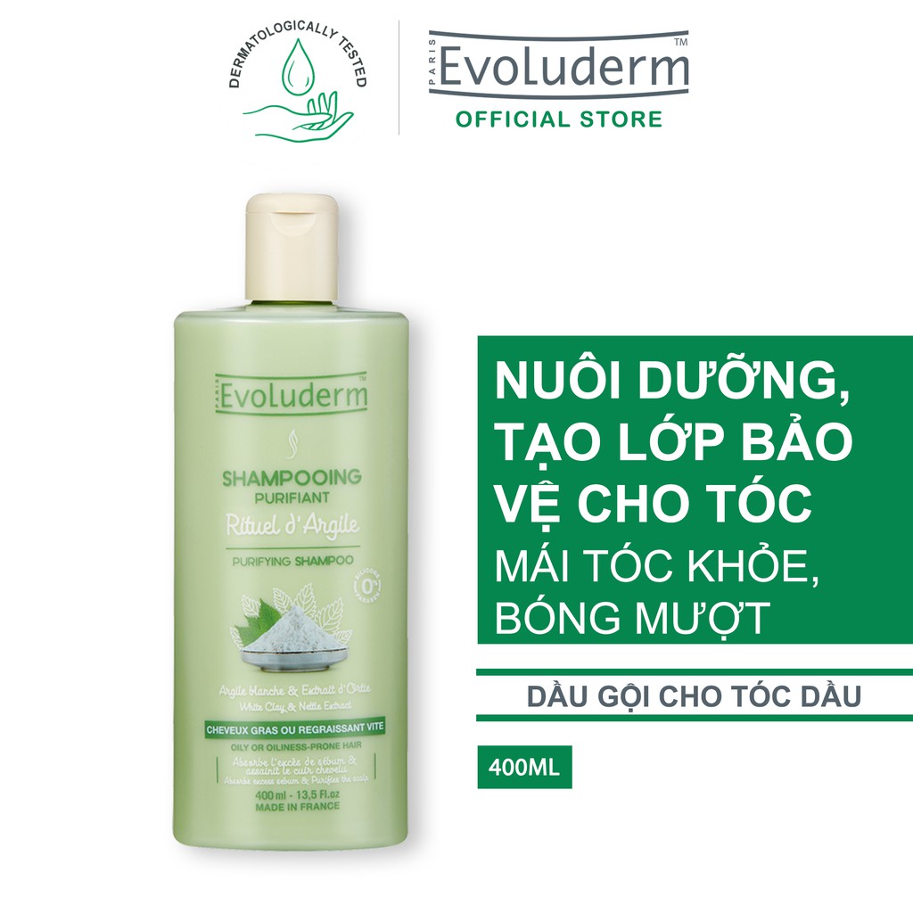 Dầu gội dành cho tóc dầu và dễ bị dầu Shampooing Purifiant Rituel D'argile Evoluderm 400ml - 17311