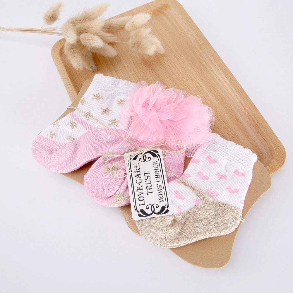 Set 3 Đôi Vớ Sanlutoz Màu Hồng Công Chúa Đáng Yêu Dành Cho Bé Gái