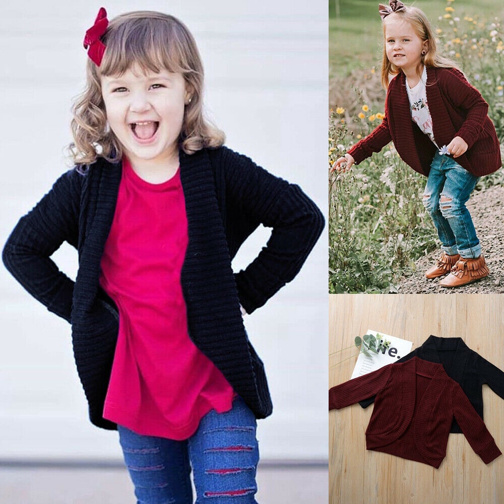 Áo Khoác Cardigan Dệt Kim Tay Dài Dễ Thương Cho Bé Gái