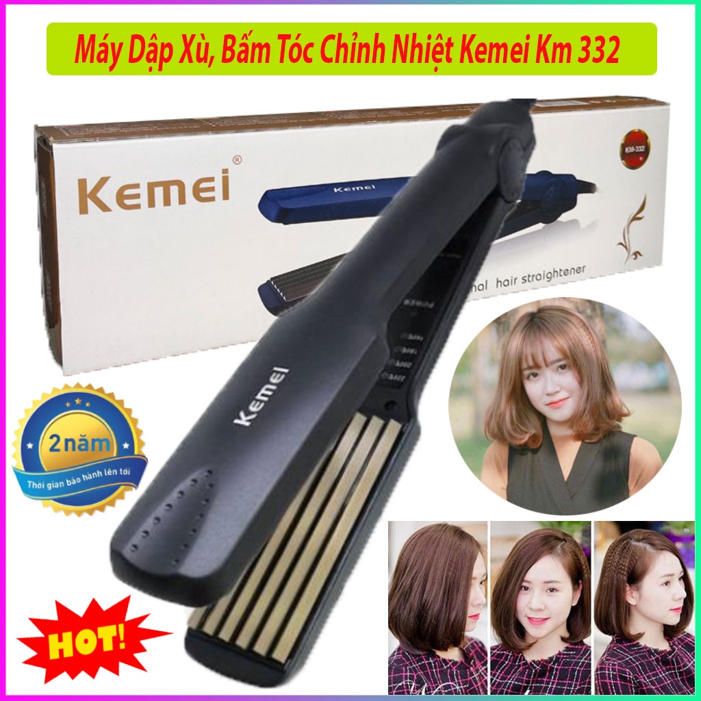 ⚡️𝐅𝐑𝐄𝐄 𝐒𝐇𝐈𝐏 ⚡️Máy Dập Xù Tóc KEMEI 332, Chức năng dập xù, bấm xù , bấm mè tạo kiểu tóc làm phồng chân tóc bản to cao cấp