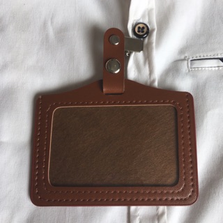Thẻ đeo nhân viên bằng da, màu nâu - 10 bộ