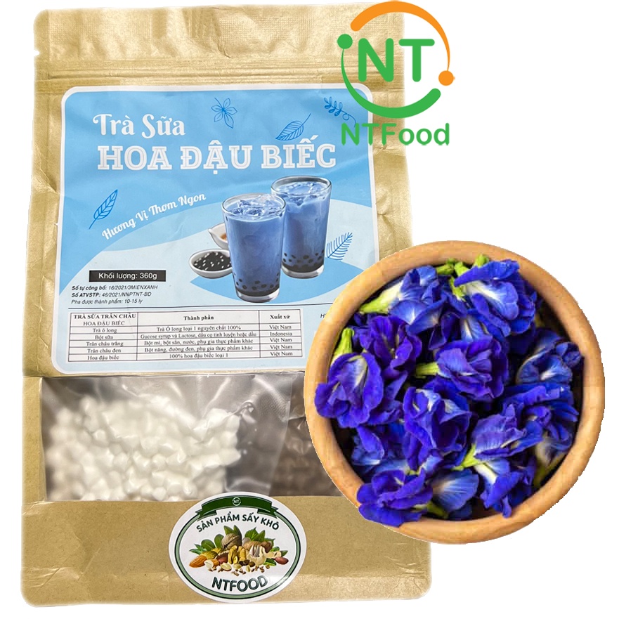 [Mã BMBAU50 giảm 7% đơn 99K] Set nguyên liệu pha Trà sữa Hoa Đậu Biếc NTFood 360gr (10 - 15 ly) - Nhất Tín Food
