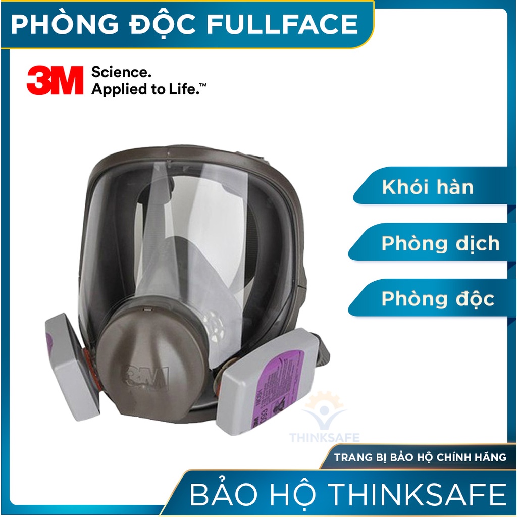 Mặt nạ phòng độc nguyên mặt 3M 6800 Thinksafe, sử dụng 2 phin lọc - mặt nạ lọc hơi hữu cơ vô cơ, khí độc, bụi, khói hàn