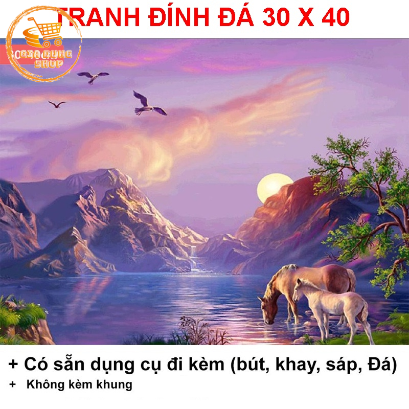 Tranh Đính Đá 5D Tự Hoàn Thành - Tranh Đính Đá Phong Cảnh Kích Thước 40x30cm - Tranh Gắn Đá DIY
