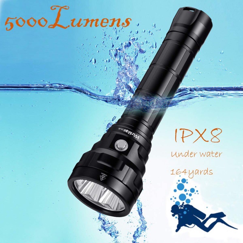 Đèn pin lặn Biển Wurkkos DL70 13000 Lumen Đèn lặn bình dưỡng khí 4 Led Cree XHP50.2 DL40 Samsung LH351D 2 pin 26650