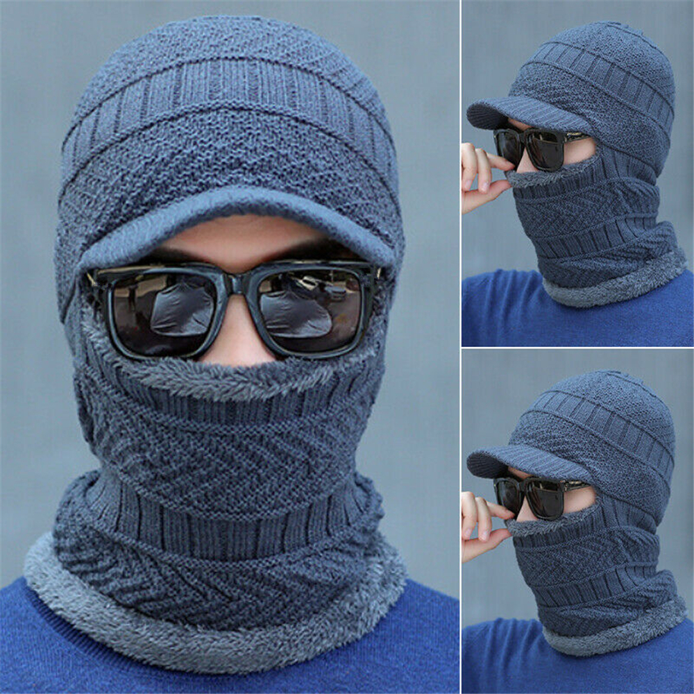 Mũ trùm đầu che mặt mùa đông len dệt kim ấm áp thời trang