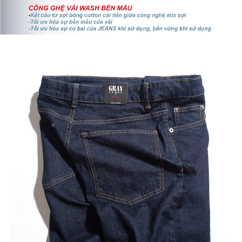 Quần Jean Nam GrayHomme Màu Xanh, Phom Ôm, Trẻ Trung, Thanh Lịch, Co Giãn Tốt BJ001 | BigBuy360 - bigbuy360.vn
