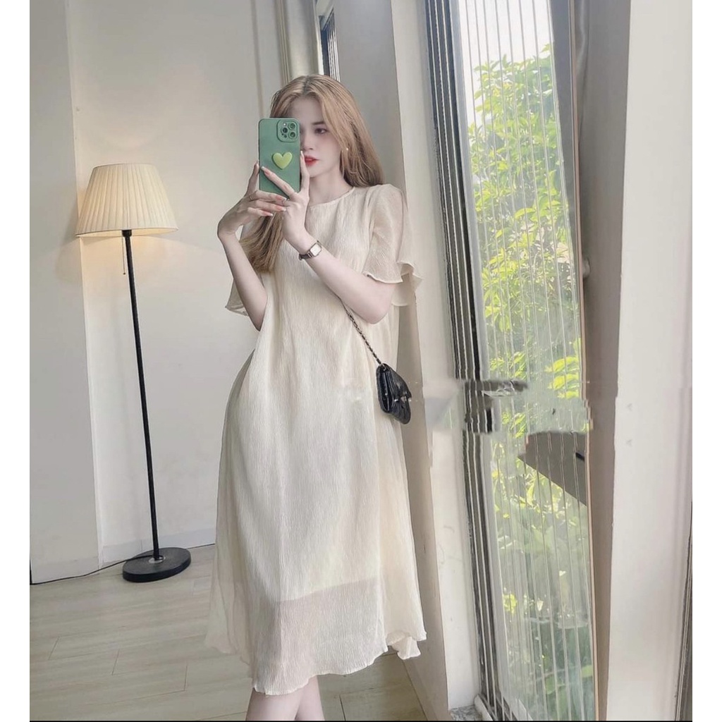 Váy Bầu Đầm Bầu Voan Thiết Kế Công Sở Dự Tiệc Sang Chảnh Sóng 2 Lớp Cổ Tròn Tay Ngắn Xinh Xắn Bigsize HN0275 Mama Store9