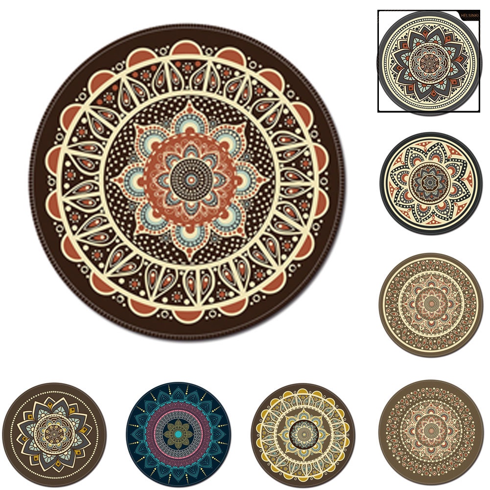 Tấm lót chuột máy tính hình tròn 3d chống trượt phong cách cổ điển Bohemian