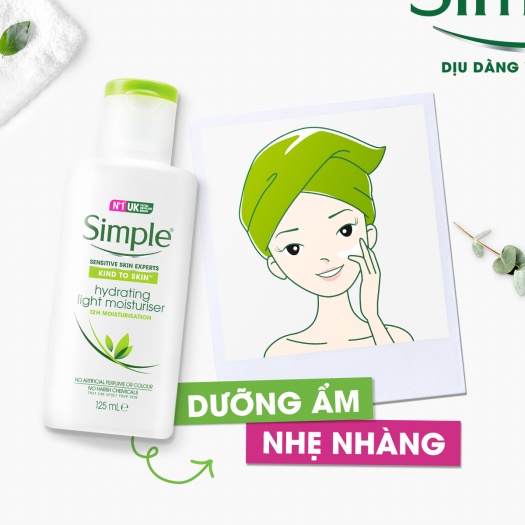 Sữa Dưỡng Da Simple Kind To Skin Hydrating Light Moisturiser 125ml Dưỡng Ẩm 12H Cho Làn Da Nhạy Cảm