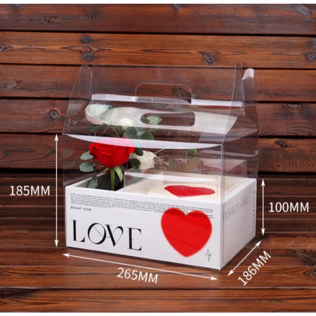 hộp bánh sinh nhật bánh kem [FREESHIP❤️] combo 5 hộp 2 ngăn trang trí hoa và bánh