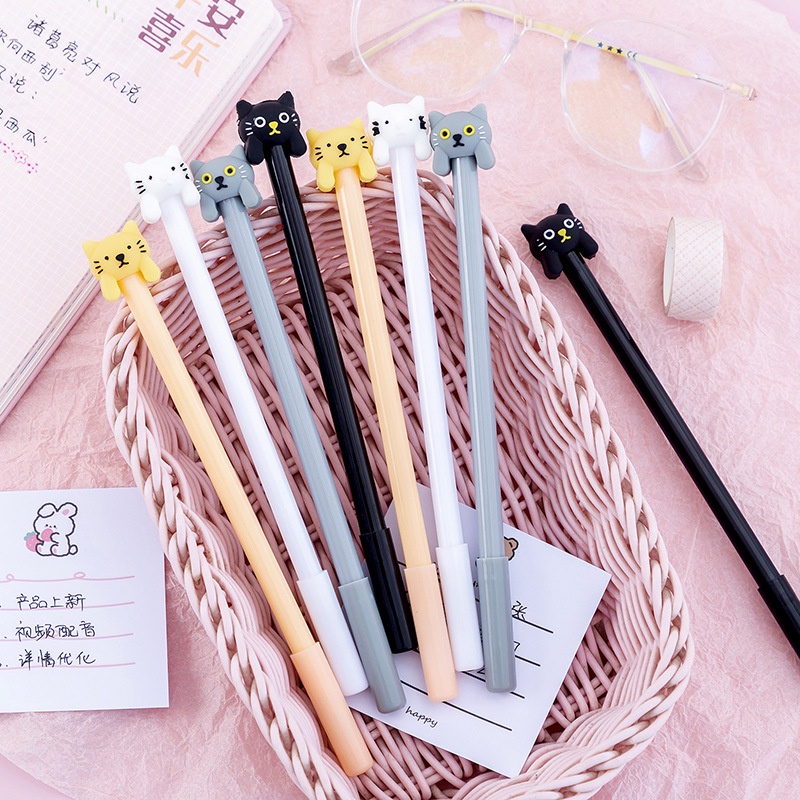 Set 4 Bút Mực gel Ngòi 0.5mm Hình Mèo Dễ Thương
