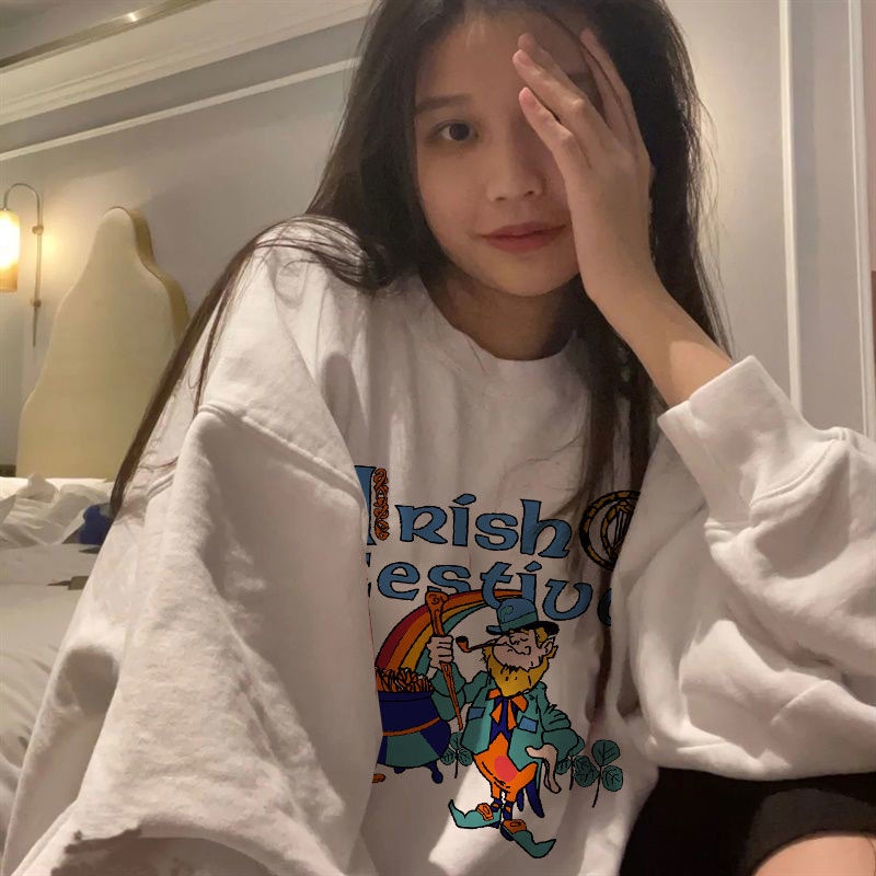 Áo Sweater Dài Tay Dáng Rộng Thời Trang Retro Hàn Quốc Dành Cho Nữ