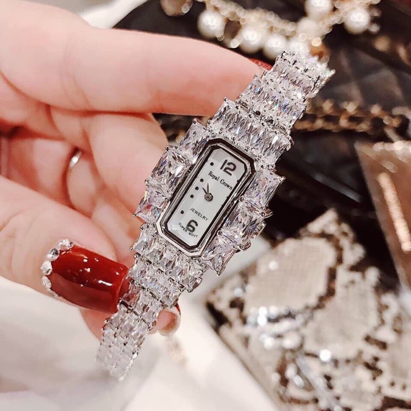 Đồng Hồ Nữ Royal Crown 3612 Bản Silver Trắng Tuyết