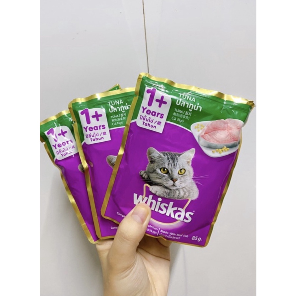 Pate mèo Whiskas thức ăn cho mèo nhiều vị Túi 80 gram .