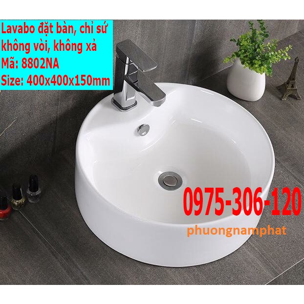 Chậu rửa mặt lavabo Đặt Bàn Đá 8802NA thương hiệu NA.GRAND, men NANO trắng sáng chống ố chống bám bẩn