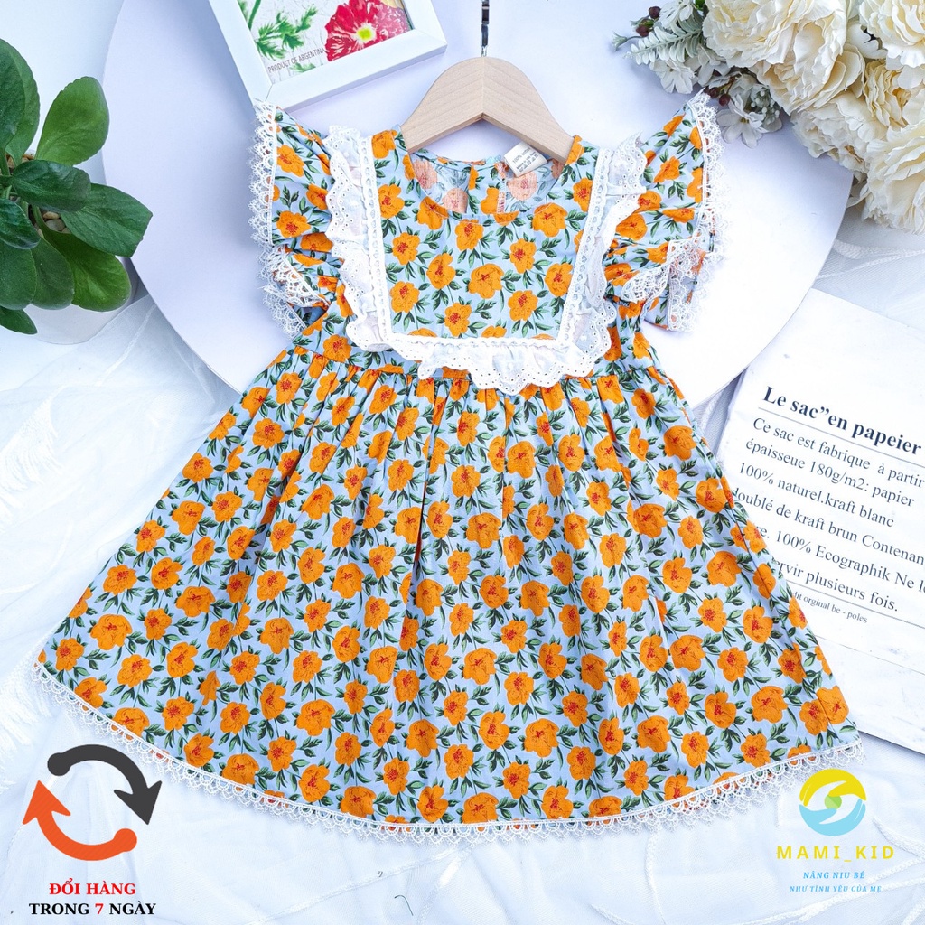váy lolita cho bé hoa hồng, tay cánh tiên siêu xinh 12-25kg ,Mamikid