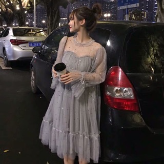 Đầm babydoll phối ren lấp lánh