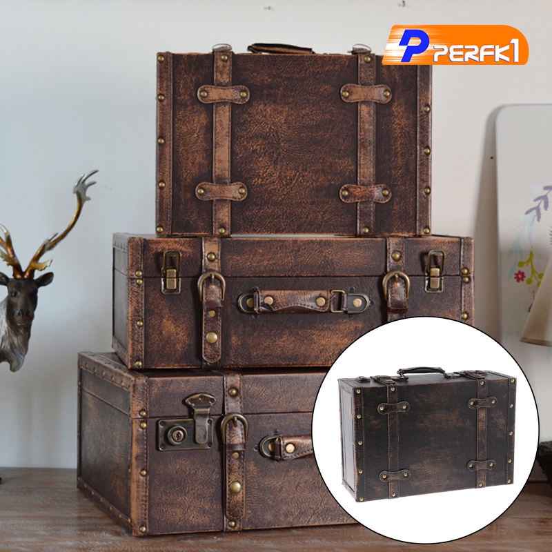 Hộp đựng đồ kiểu vali bằng gỗ phong cách cổ điển dùng để sắp xếp và trang trí nhà cửa