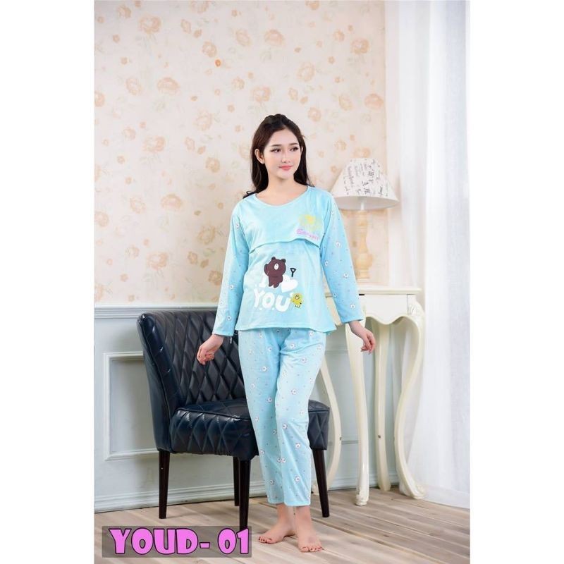 Bộ quần áo sau sinh cotton mở nắp cho con bú/ nhiều mẫu