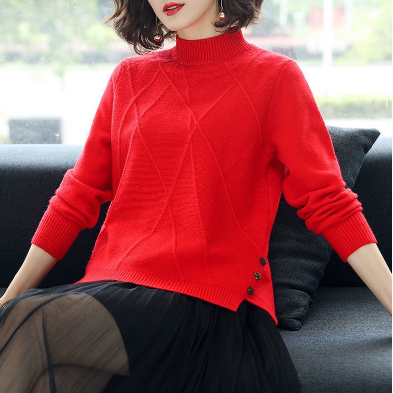 Áo Sweater Dệt Kim Cổ Lọ Dáng Rộng Kiểu Hàn Quốc Thời Trang Mùa Đông Cho Nữ